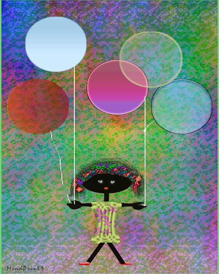 Balloon Girl Digital Art by Asok Mukhopadhyay
