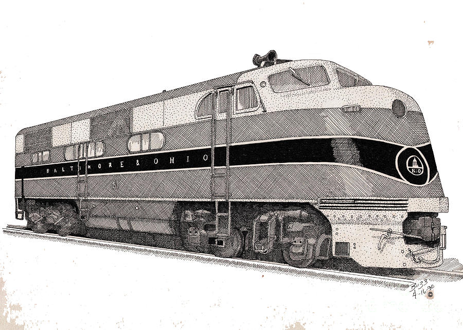 Baltimore And Ohio Diesel Engine by Calvert Koerber