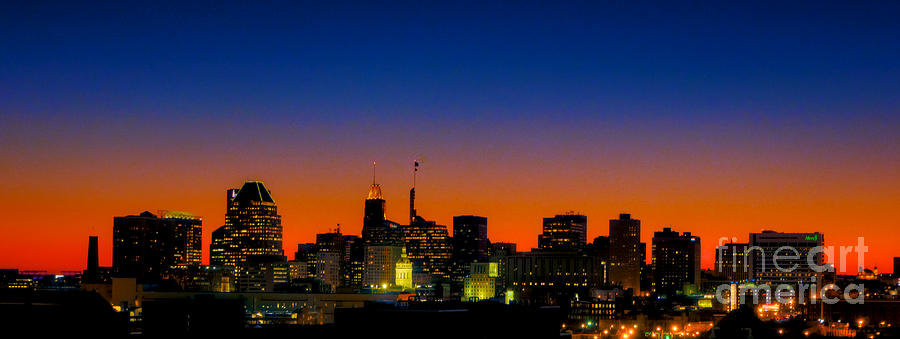 Baltimore at Sunset Wide Photograph by Mark Dodd