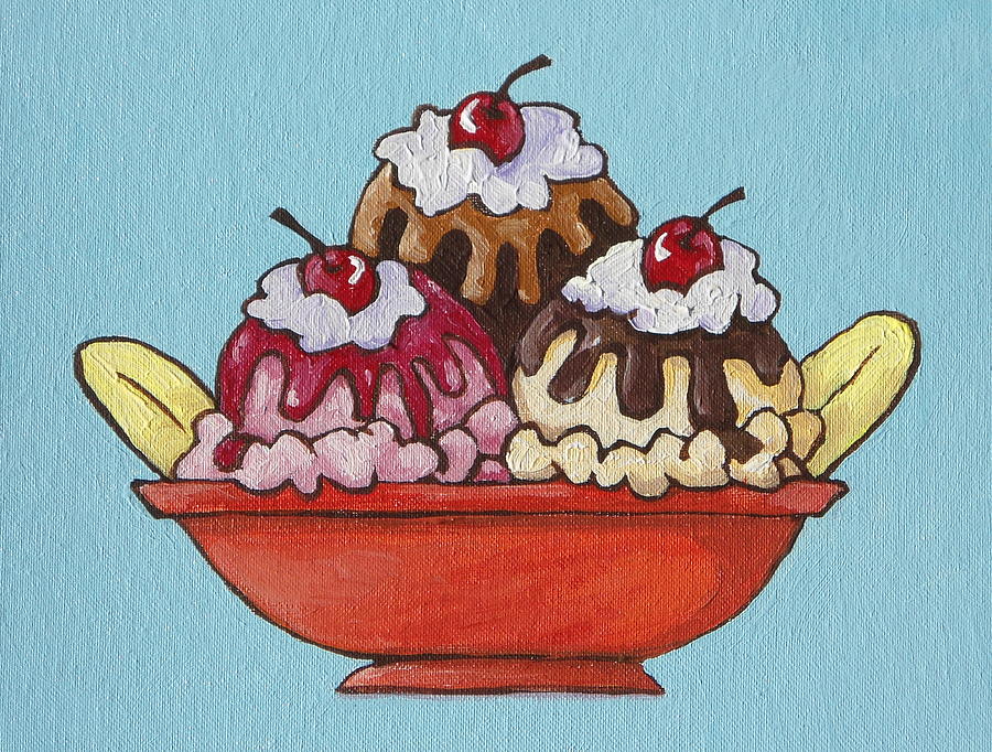 Banana Split Painting by Sandy Tracey