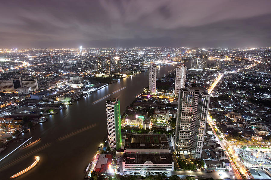 Bangkok city at twilight  Photograph by Anek Suwannaphoom