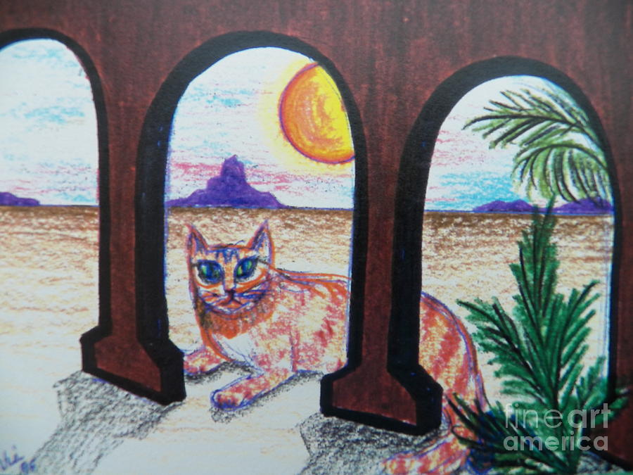 Banjo in the Desert Sunrise Painting by Judy Via-Wolff