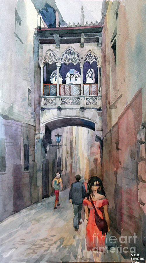 Barcelona Painting - Barcelona by Natalia Eremeyeva Duarte
