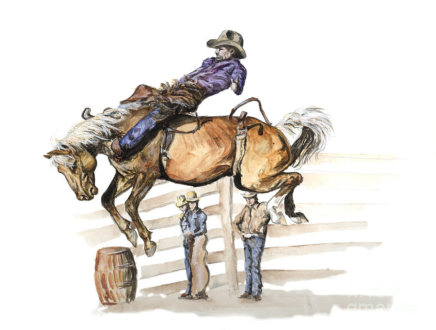 Horse Painting - Bareback Bronc by Kerry Kelly