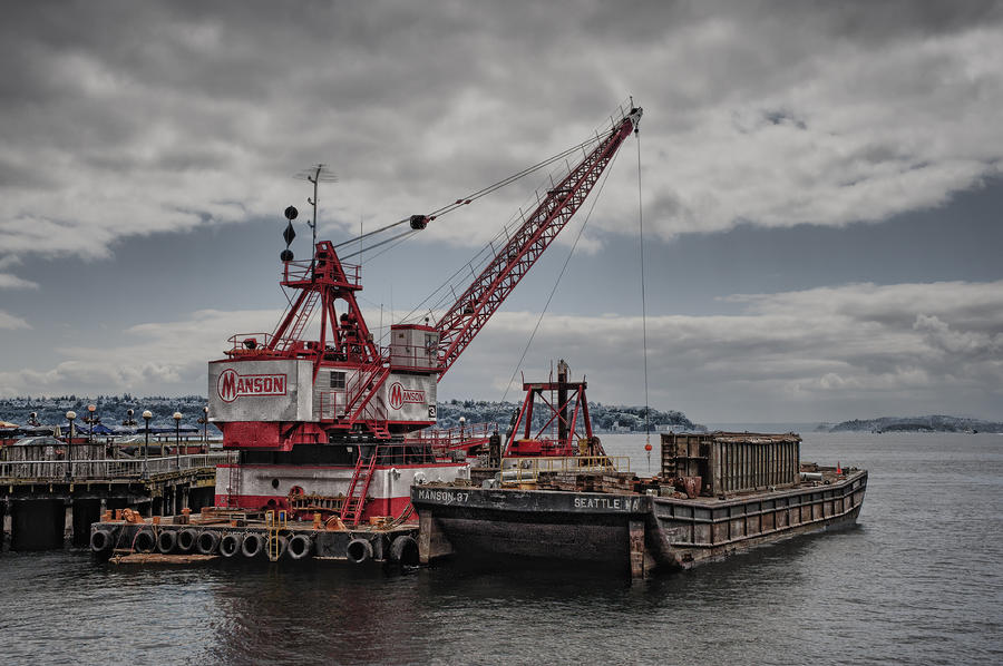 Barge and Crane Photograph by Wade Aiken
