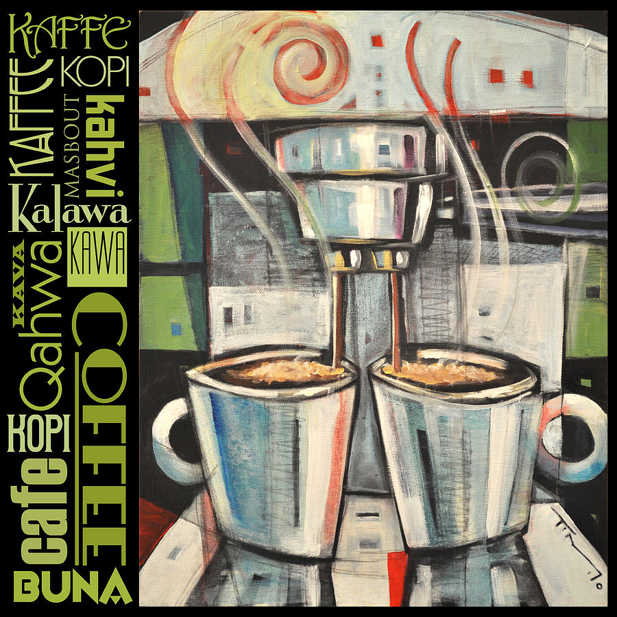 Barista coffee languages poster Painting by Tim Nyberg