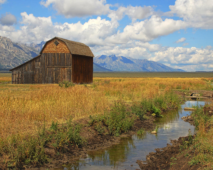 Barn and Stream in Mormon Row Photograph by Betty Eich
