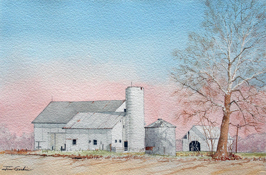 Barn and Sycamore Painting by Jim Gerkin
