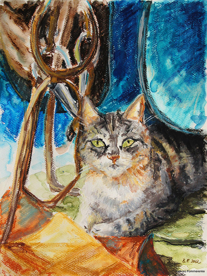 Cat Drawing - Barn Cat by Barbara Pommerenke