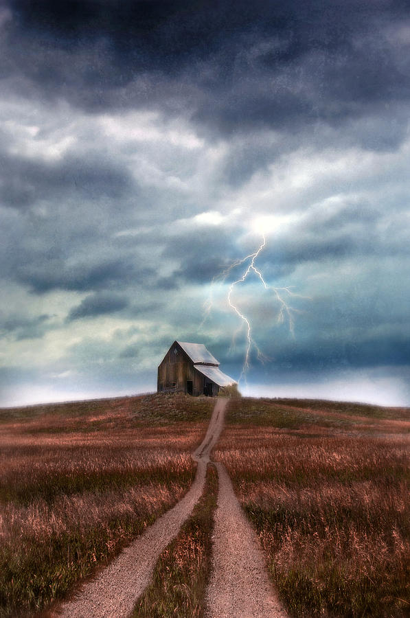 Barn in Lightning Storm Photograph by Jill Battaglia