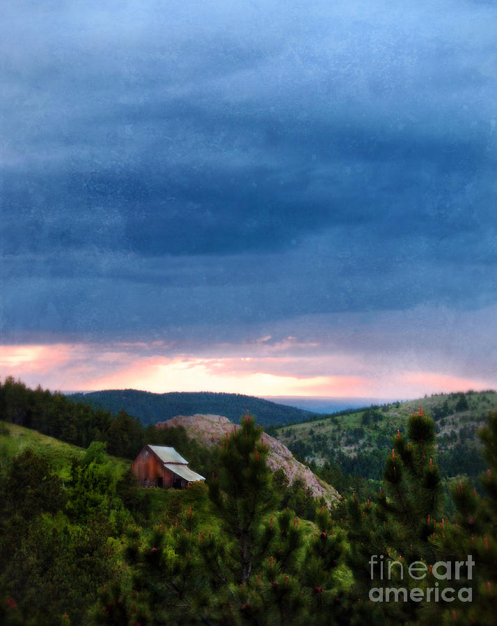 Barn in the Hills Stormy Sunset Sky Photograph by Jill Battaglia