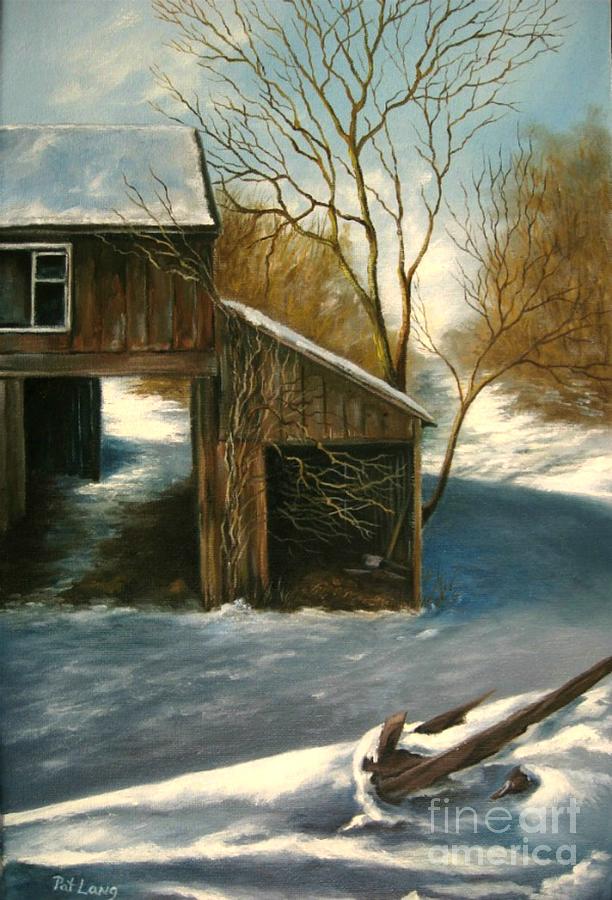 Barn Painting - Barn in the snow by Patricia Lang Barn Painting - Barn in the snow by Patricia Lang
