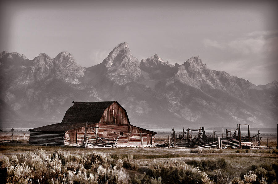 Vintage Barn and The Grand Tetons Photograph by Ken Smith
