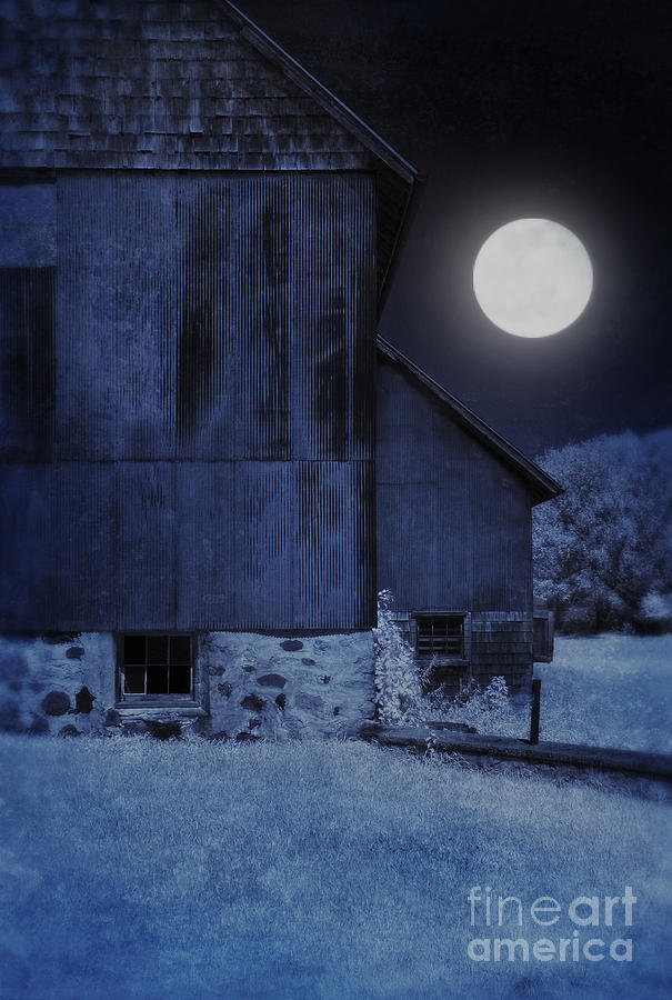 Barn Under a Full Moon Photograph by Jill Battaglia