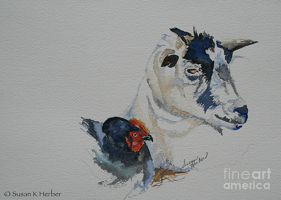 Chicken Painting - Barnyard Buddies by Susan Herber