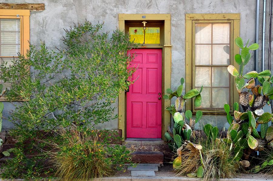 Barrio Door Pink and Gray Photograph by Mark Valentine