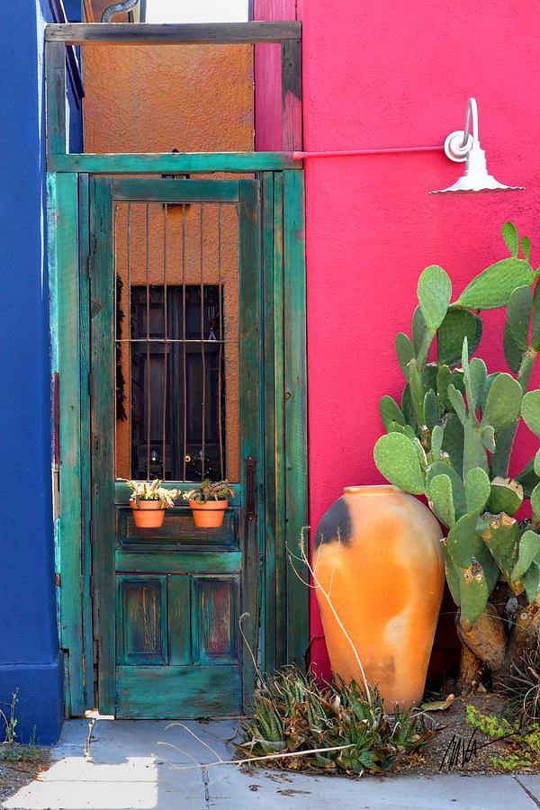 Barrio Door Pink Blue and Gray Photograph by Mark Valentine