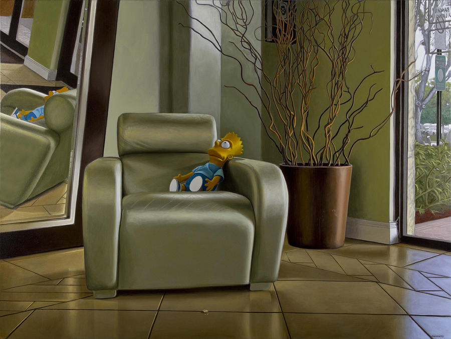 Mirror Painting - Bart on Chair w Mirror by Tony Chimento