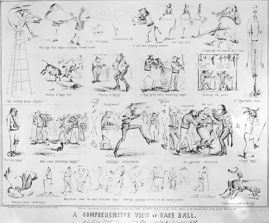 Baseball Cartoons, 1859 Photograph by Granger