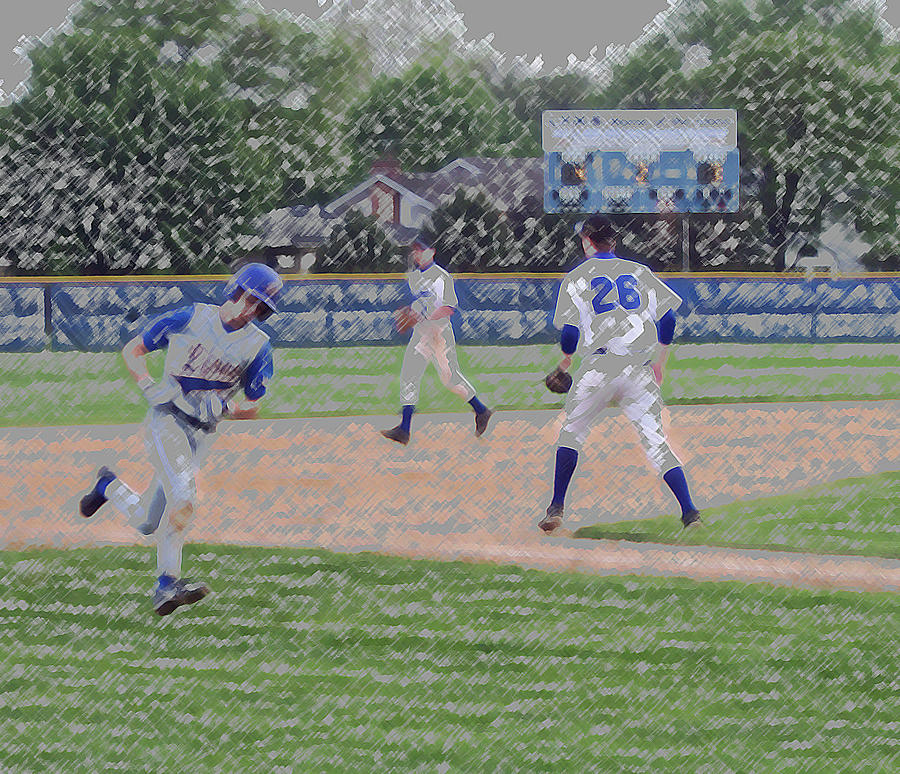 Sports Digital Art - Baseball Runner Heading Home Digital Art by Thomas Woolworth