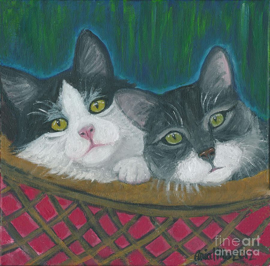 Basket of Kitties Painting by Ania M Milo