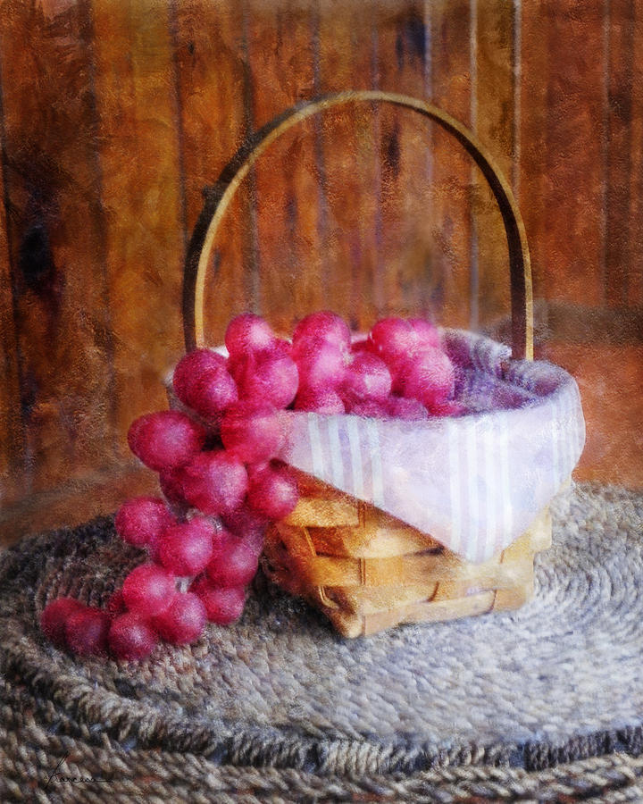Basket of Red Grapes Digital Art by Frances Miller