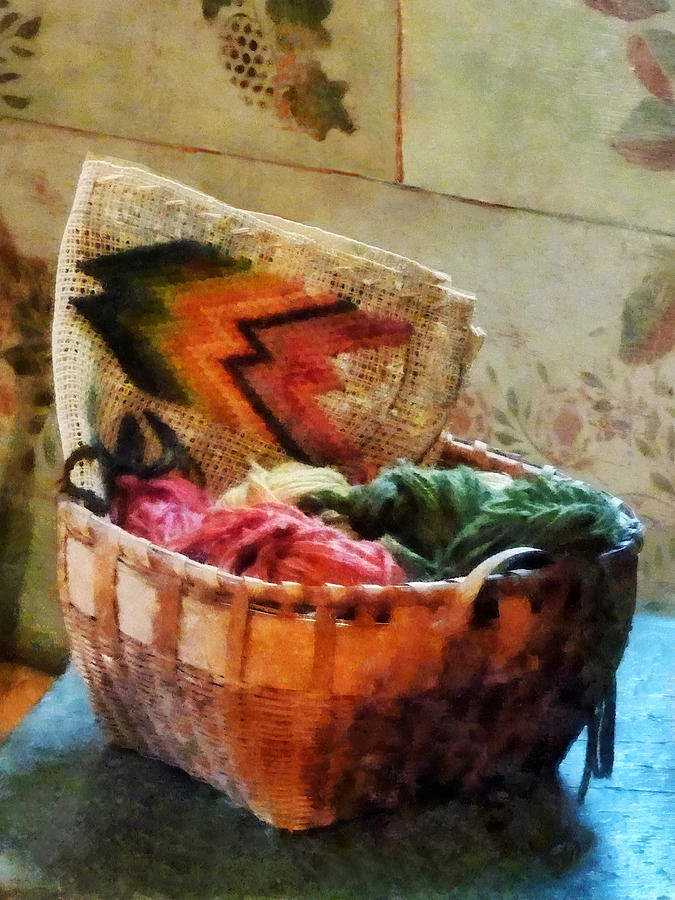 Basket of Yarn and Tapestry Photograph by Susan Savad