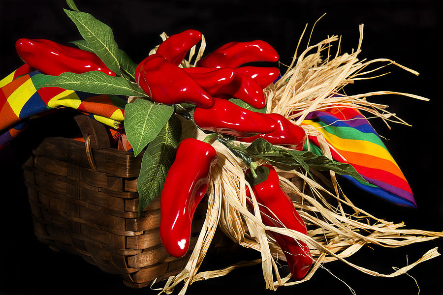 Basket Red Peppers Photograph by Trudy Wilkerson
