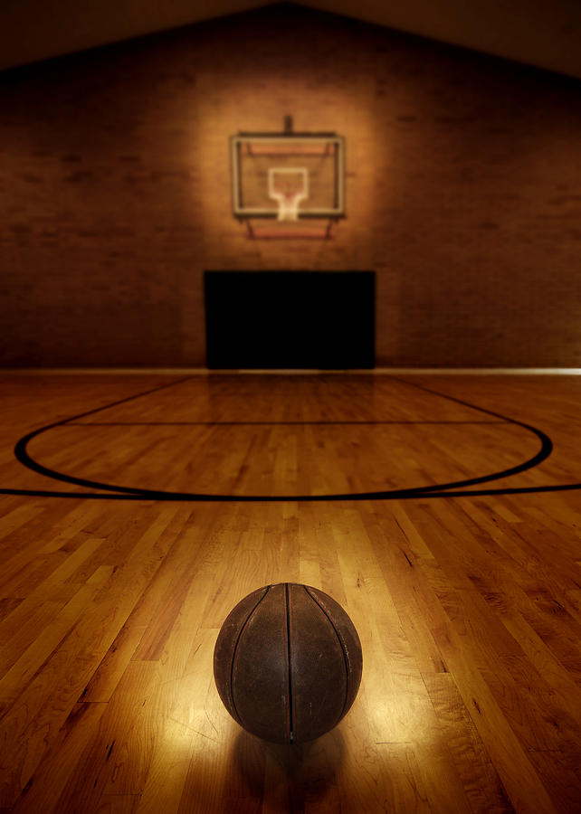 Basketball Photograph - Basketball and Basketball Court by Lane Erickson