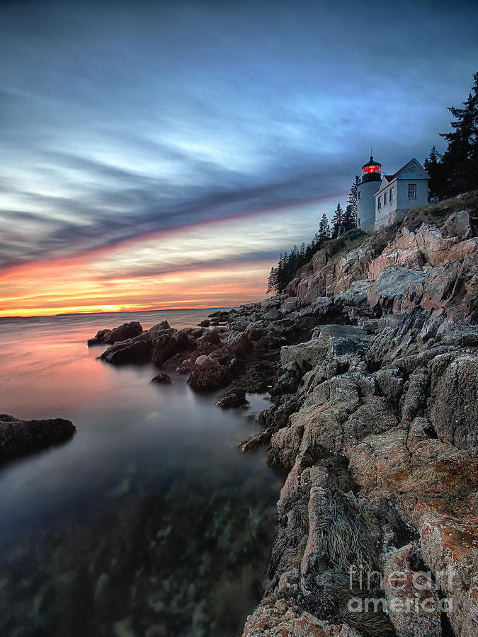 Bass Harbor Head Lighthouse At Sunset Photograph by George Oze