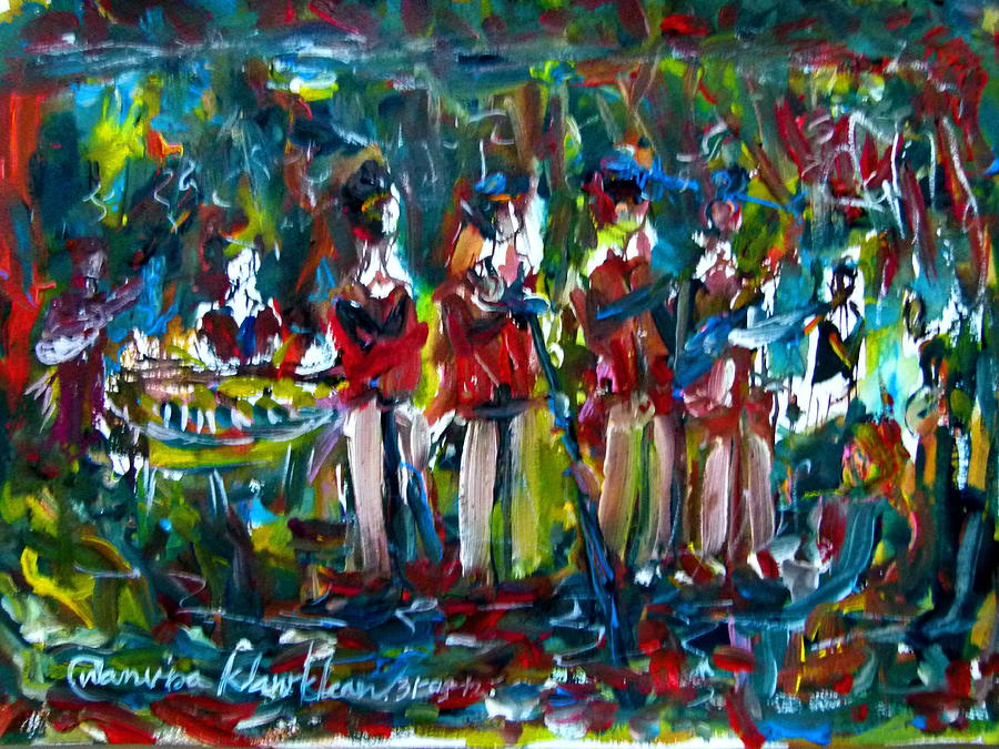 Batak music and dance by the Band Samosir cottage dance Painting by Wanvisa Klawklean