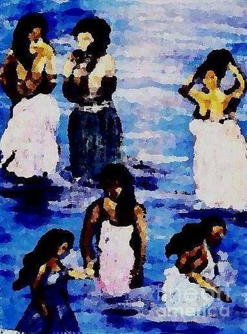 Water Painting - Bathers by Duygu Kivanc