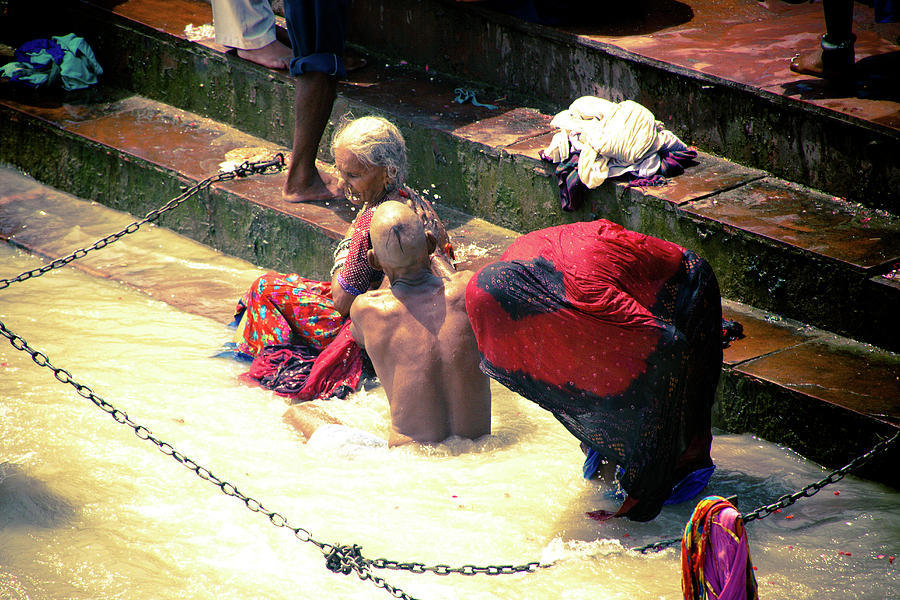 India Photograph - Bathing in holy Ganges by John Battaglino