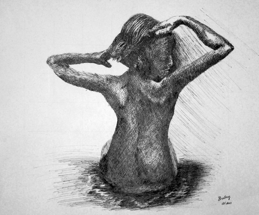 Bathing Drawing by Shelley Bain