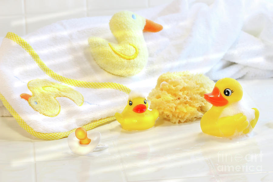 Duck Photograph - Bathtime for baby by Sandra Cunningham
