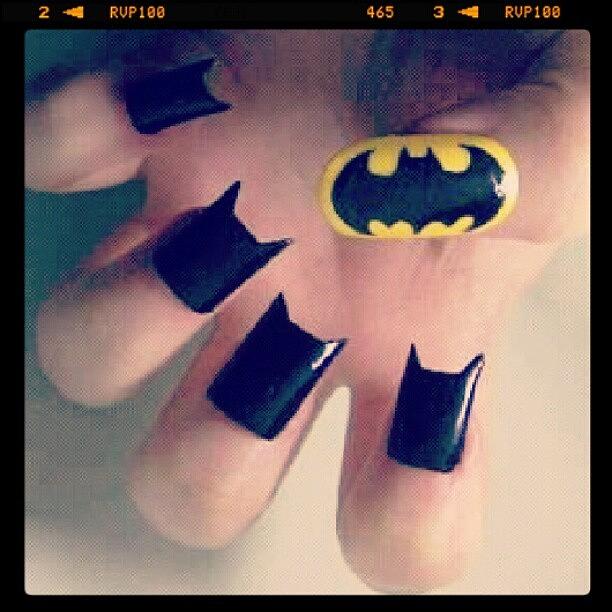 Batman Movie Photograph - #batman #bat #man #black #yellow #nails by Alexandra Gerakin