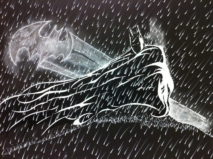 Batman in the rain Painting by Chad Gordon - Fine Art America