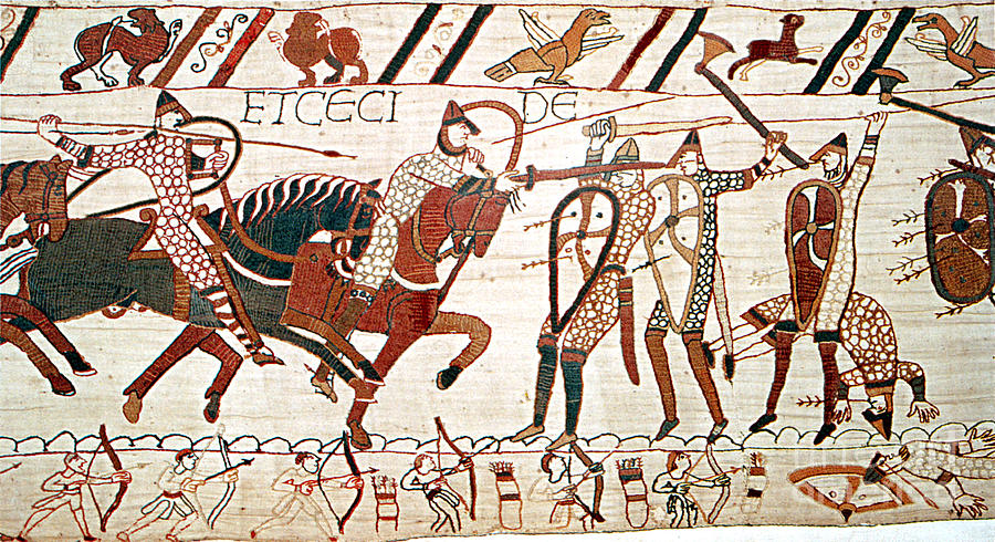 Battle Of Hastings Bayeux Tapestry Photograph by Photo Researchers