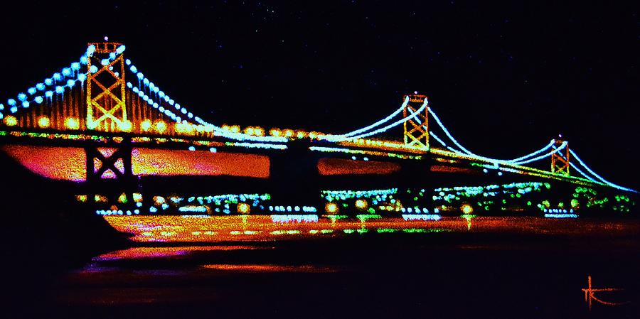 San Francisco Painting - Bay Bridge by Black Light by Thomas Kolendra