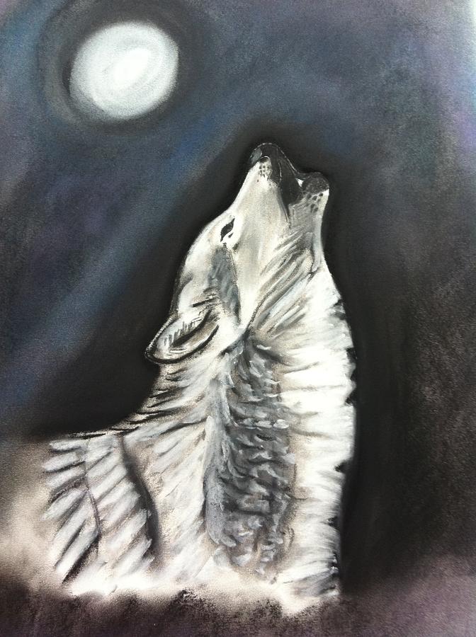 Baying Wolf Painting by Stella Wilcox