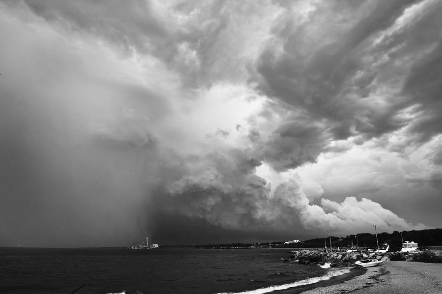 Black And White Photograph - Bayview Storm in Black and White by Jennifer Brindley