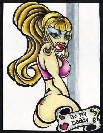 Stripper Drawing - Be My Daddy by Leeanne Vavra