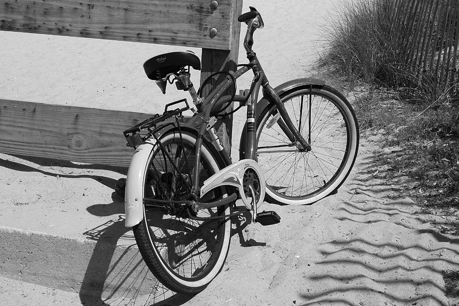 Black And White Photograph - Beach Bike - Black and White by Paulette Thomas