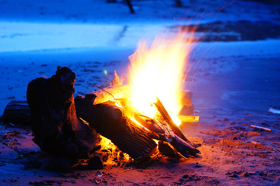 Bonfire Photograph - Beach bonfire by Dennis Faucher Bonfire Photograph - Beach bonfire by Dennis Faucher