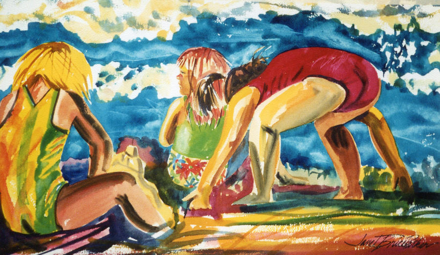 Beach Painting - Beach Butts by Janet Brice Parker