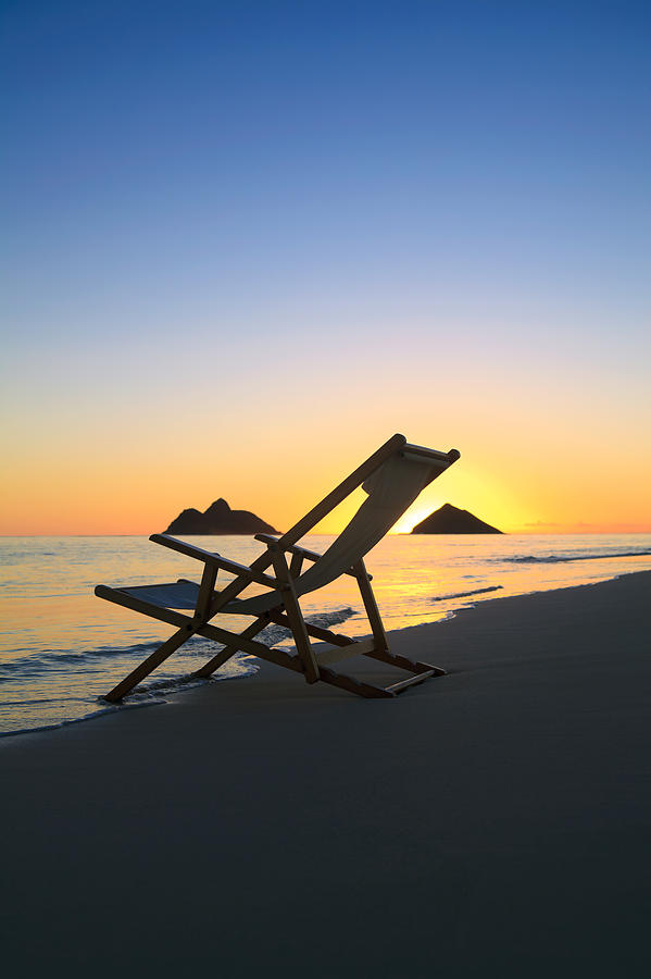 Beach Chair at Sunrise Photograph by Tomas del Amo