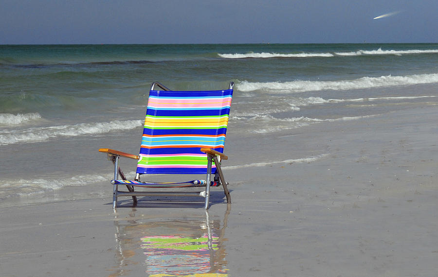 Beach Chair on Beach Photograph by Larry Mulvehill