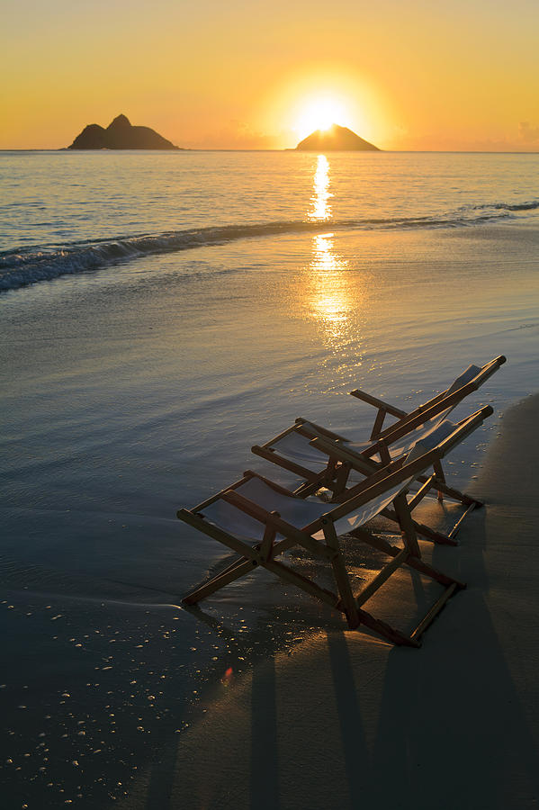 Beach Chairs at Sunrise Photograph by Tomas del Amo