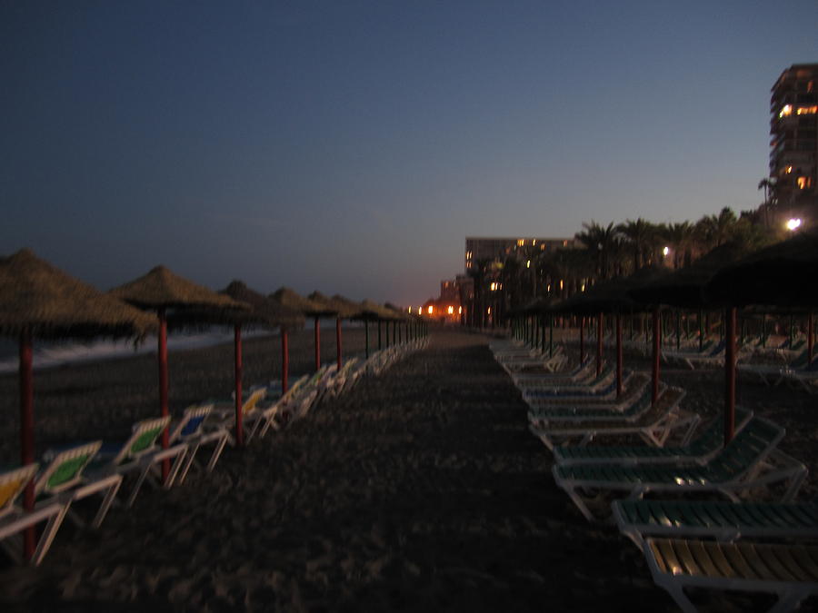 Beach Chairs at Sunset Costa Del Sol Spain Photograph by John Shiron