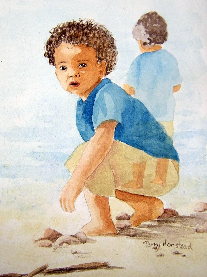 Beach Combing Painting by Terry Honstead